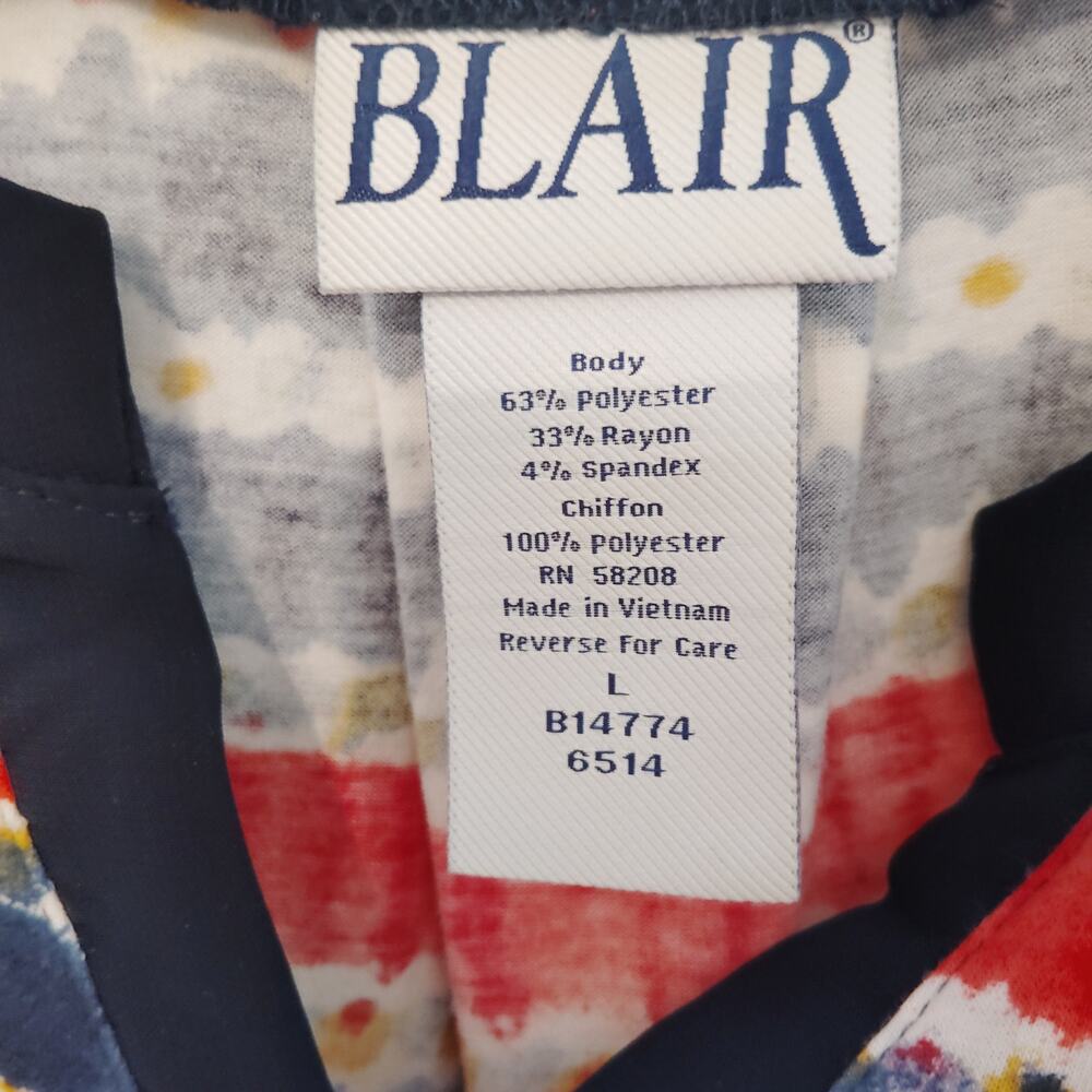 Blair Red Navy Yellow Stripe Top Women’s Large Lightweight Exc. Estate Shirt - Picture 4 of 4